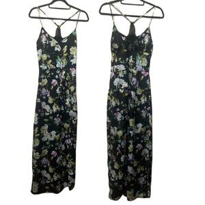 Lovposh size S floral wrap mini maxi overlay lace insert T strap maxi dress EUC